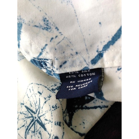LINCS DC & Company Men's Blue White Silk Cotton Compass Button Front Shirt M - Picture 12 of 13